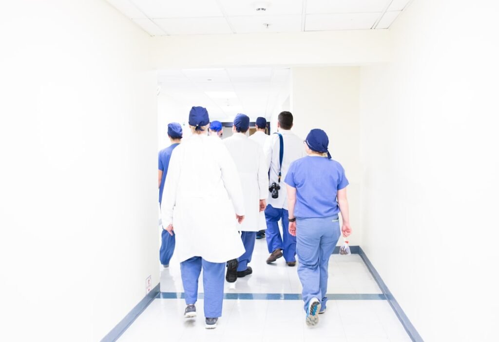 Healthcare professionals working as a medical team in a clinical setting
