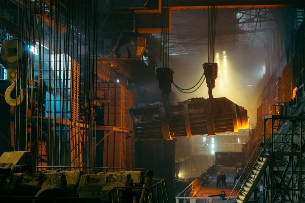 Industrial steel fabrication workshop illustrating container shielding project planning in Abu Dhabi
