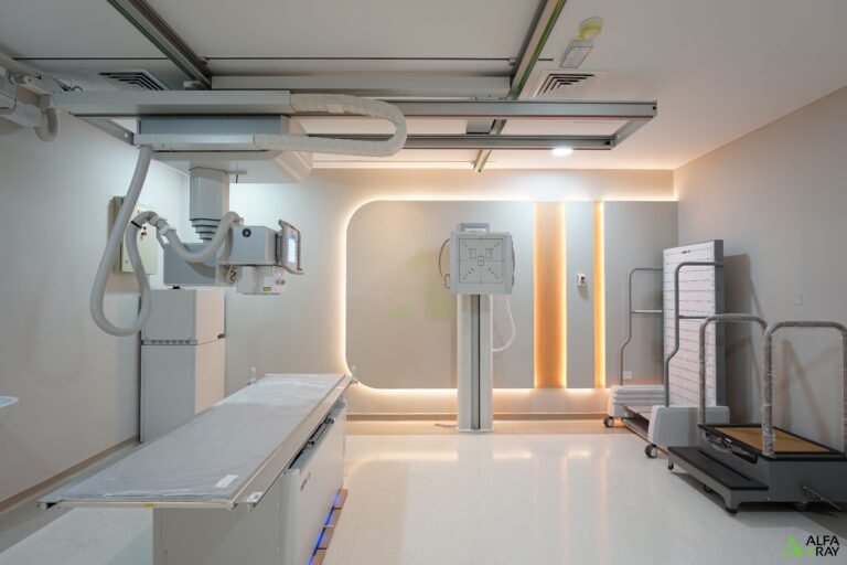 Radiography room at Rashid Hospital showing X-ray equipment and room shielding