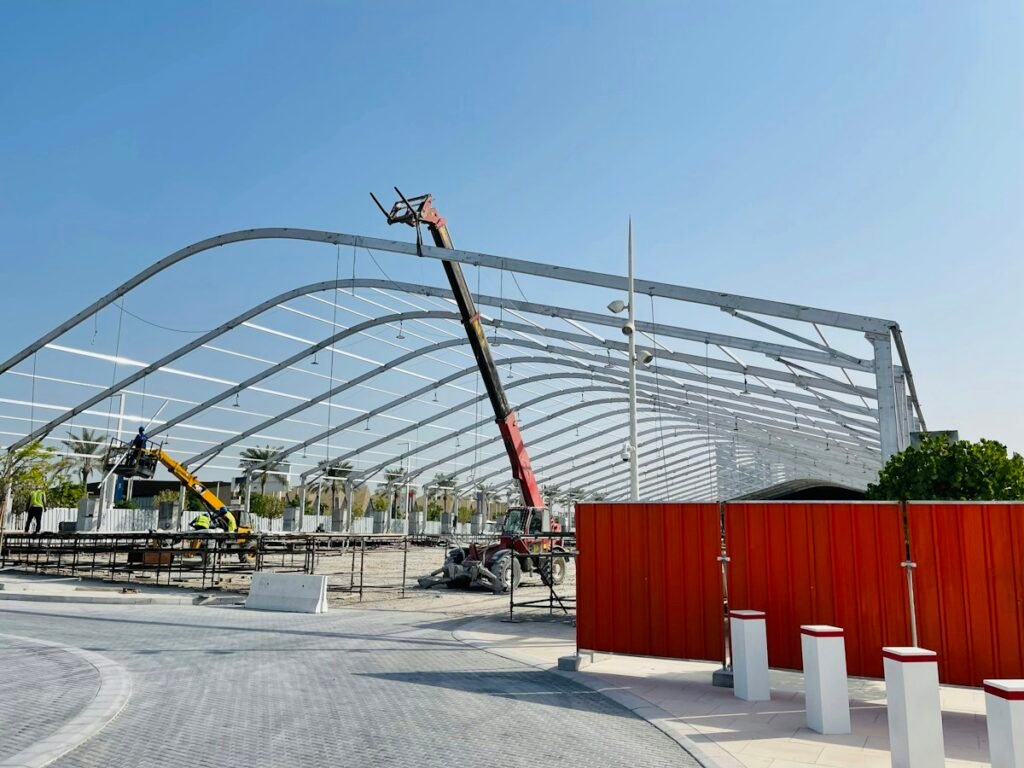 Large engineered steel structure illustrating custom container shielding fabrication in Sharjah